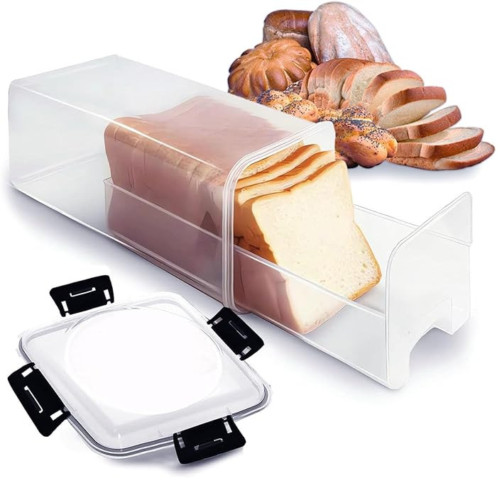 Slide-Out Bread Storage Container with Airtight Lid, Clear Plastic Bread Box with Drawer Tray for... | Amazon (US)