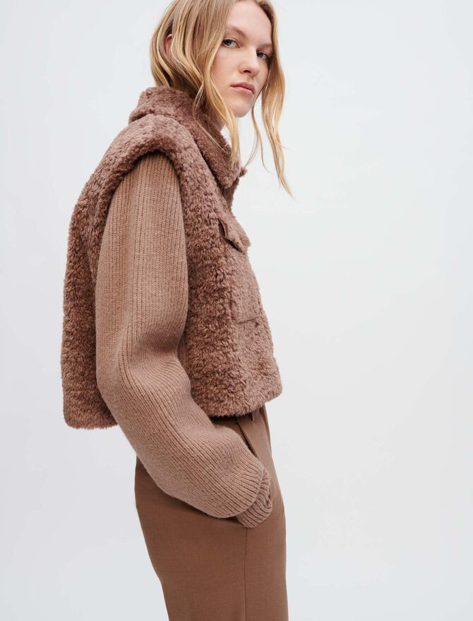 Faux fur and knit jacket | Maje US