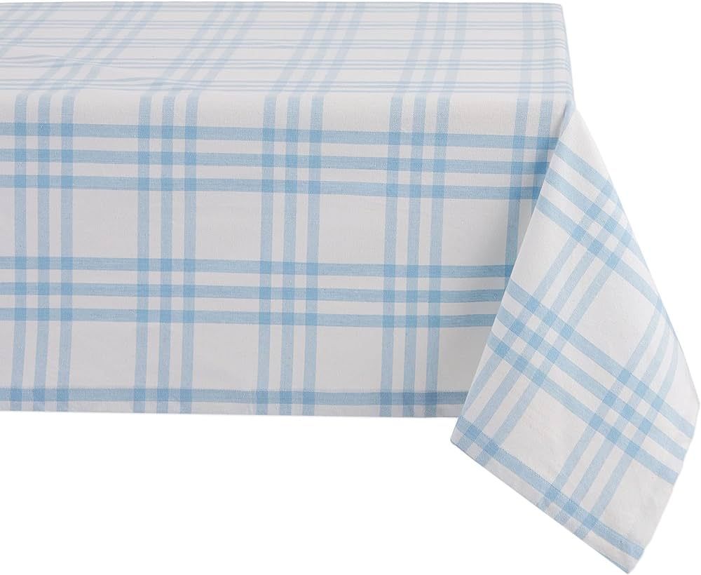 DII Home Sweet Farmhouse Plaid Tabletop Collection, Tablecloth, 60x84, Light Blue | Amazon (US)