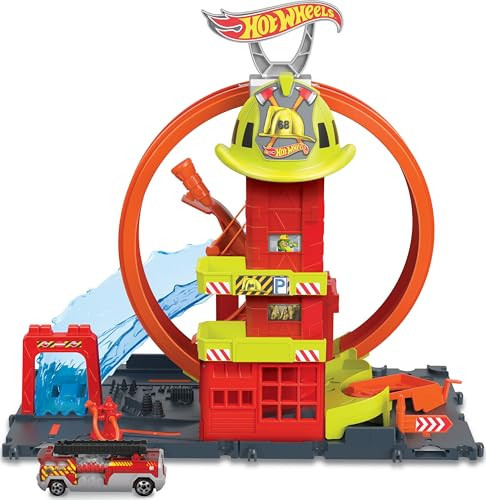 Hot Wheels City with 1 Toy Car, Kid-Powered Elevator, Water-Like Ramp, Track-Play Features, Connects to Other Sets, Fire Station with Super Loop (Amazon Exclusive) | Amazon (US)