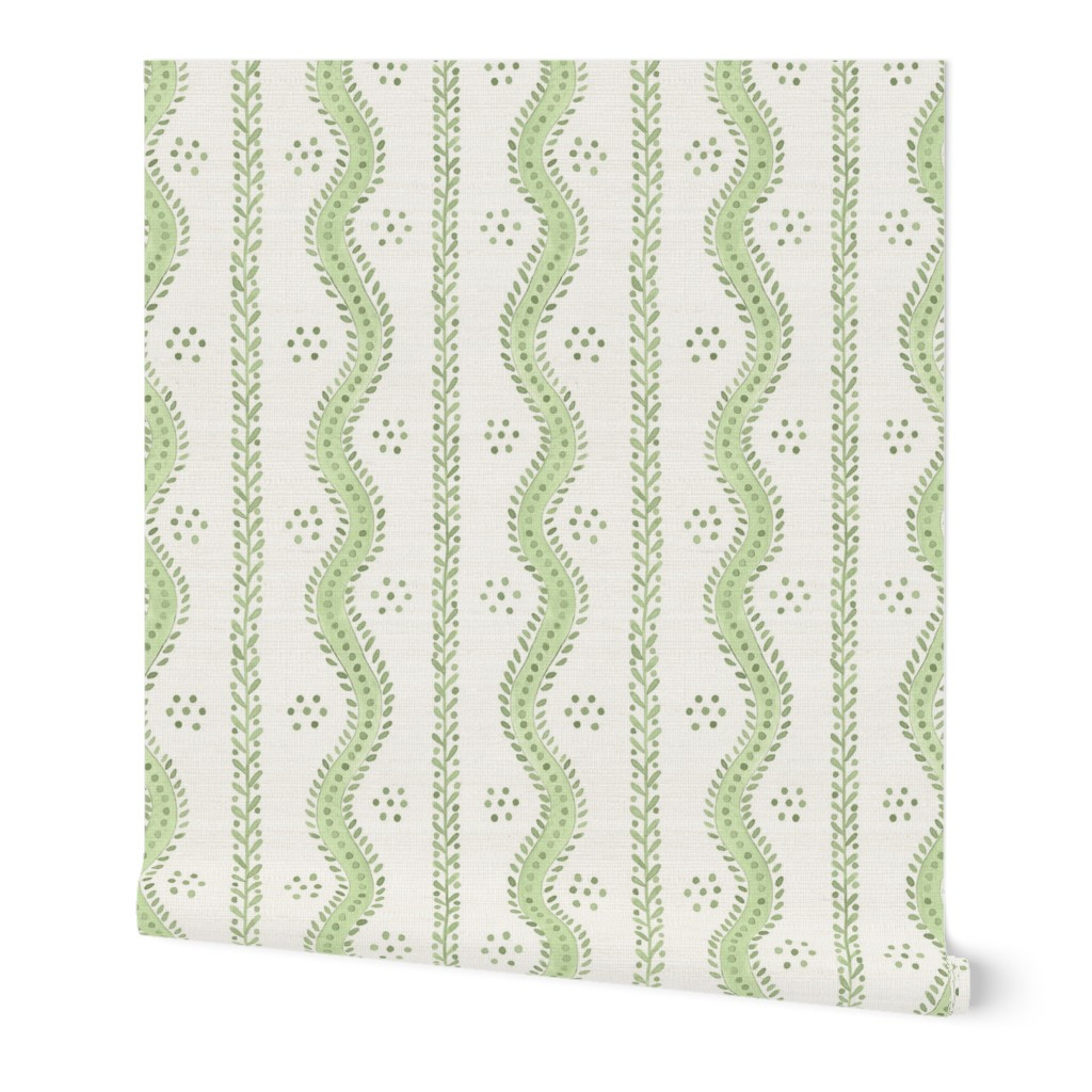 Wallpaper in ANDREW STRIPE Fresh Green | Spoonflower