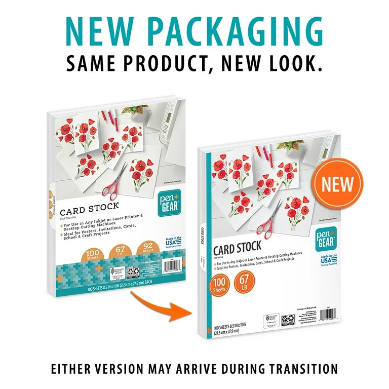 Pen+Gear White Card Stock, 8.5" x 11", 67 lb, 100 Sheets | Walmart (US)