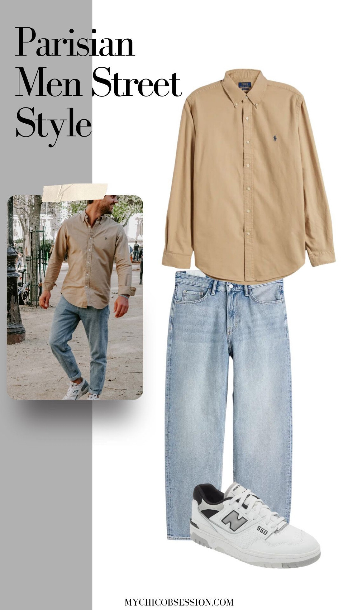 Ralph Lauren has the perfect tailored, classic look with this khaki button down shirt. Dress it down with a pair of relaxed, light wash jeans (and then cuff them), along with a pair of sneakers.

#LTKSeasonal #LTKmens #LTKstyletip