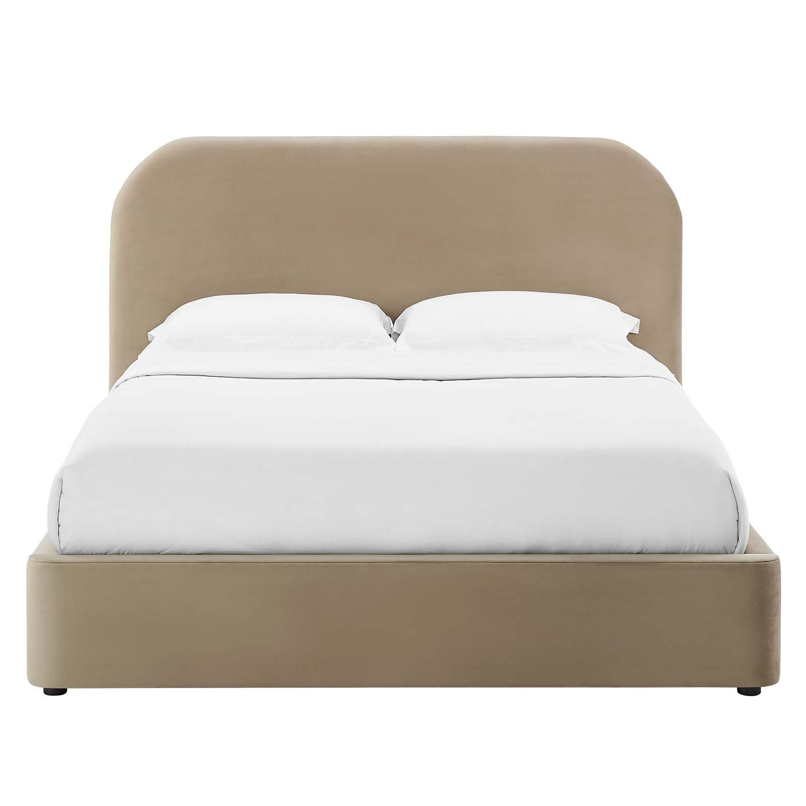 Modway Keynote Modern Queen Bed Frame with Curve Shaped Headboard in Taupe, Upholstered in Perfor... | Amazon (US)