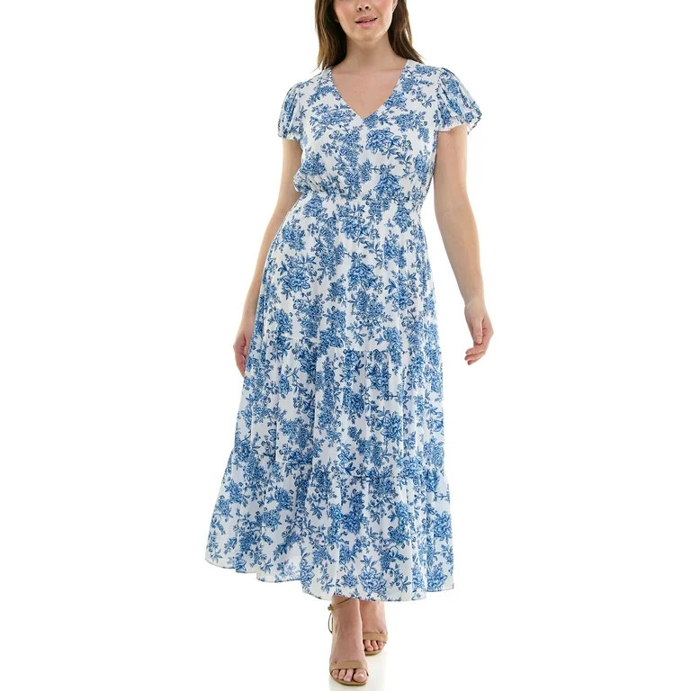 Nanette Lepore Women's Flutter Sleeve Midi Dress, Sizes XS-XXXL - Walmart.com | Walmart (US)