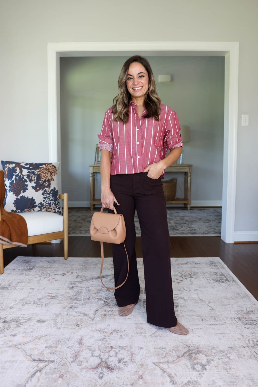 Five outfit ideas with a pair of brown pants for petites! 

Pants (J.Crew Factory): petite 24 / 10” rise / 28” inseam / true to size fit 

Top (Old Navy): petite xxs 
Ballet flats (Dolce Vita): true to size

For size comparison: 32”, 24”, 36” / 25” ankle inseam 27.5-28” full length inseam

#LTKPetite
