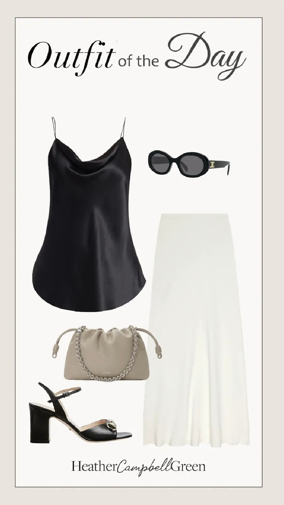 Soft movement is the moment for spring from @Saks Fifth Avenue 

A silk cami and fluid skirt create that effortless drape that moves beautifully with you while still feeling polished and elevated The silhouette is easy feminine and incredibly wearable from day to night

Finished with structured black heels and oversized frames to ground the look and that stunning neutral bag with chain detailing that adds just the right amount of texture and interest without overpowering

This is how you do quiet luxury for spring #saks #sakspartner