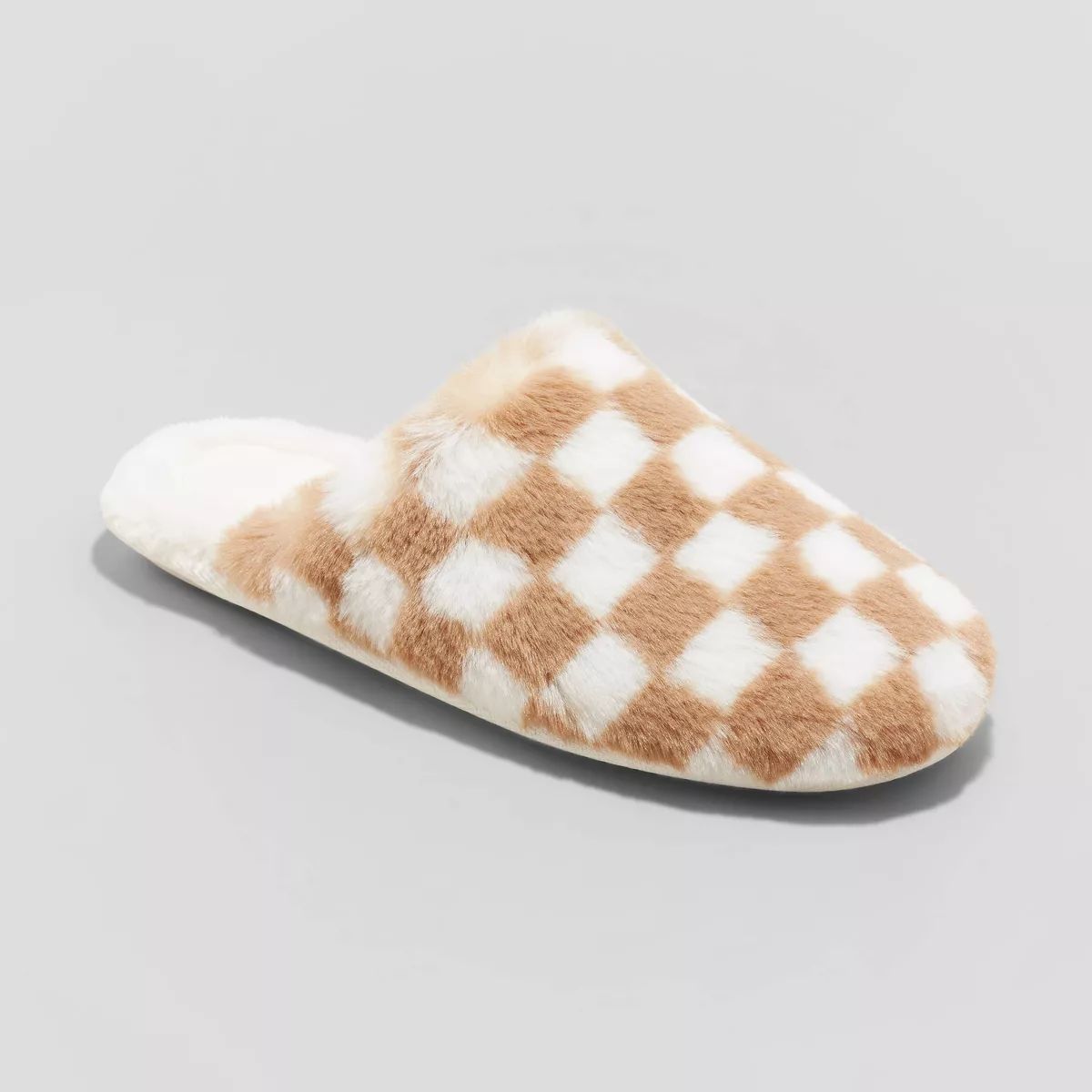 Women's Emily Puff Scuff Slippers - Stars Above™ Tan Checker M | Target