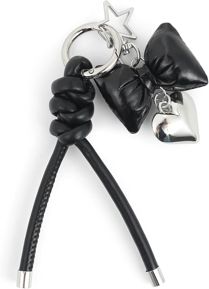 elegant leather bow keychain for women,stylish car keychain and bag charm,perfect purse accessori... | Amazon (US)
