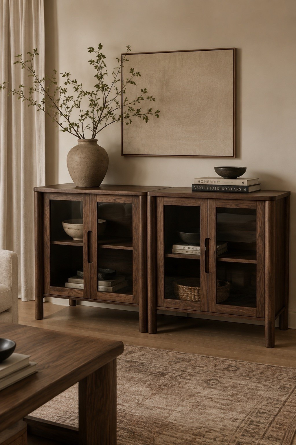 Home hack 🤭 slide two bar cabinets together and you have a beautiful new console 😍

#LTKSeasonal #LTKHome