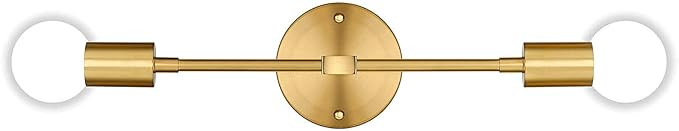2-Light Vanity Light Fixtures, Gold Bathroom Wall Sconce Mid Century Modern Wall Mounted Lamp Bru... | Amazon (US)