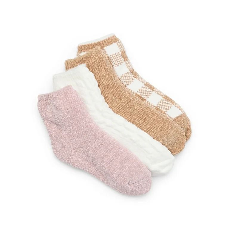 Joyspun Women's Crew Chenille Socks, 4-Pack, Fits Shoe Sizes 4-10 - Walmart.com | Walmart (US)