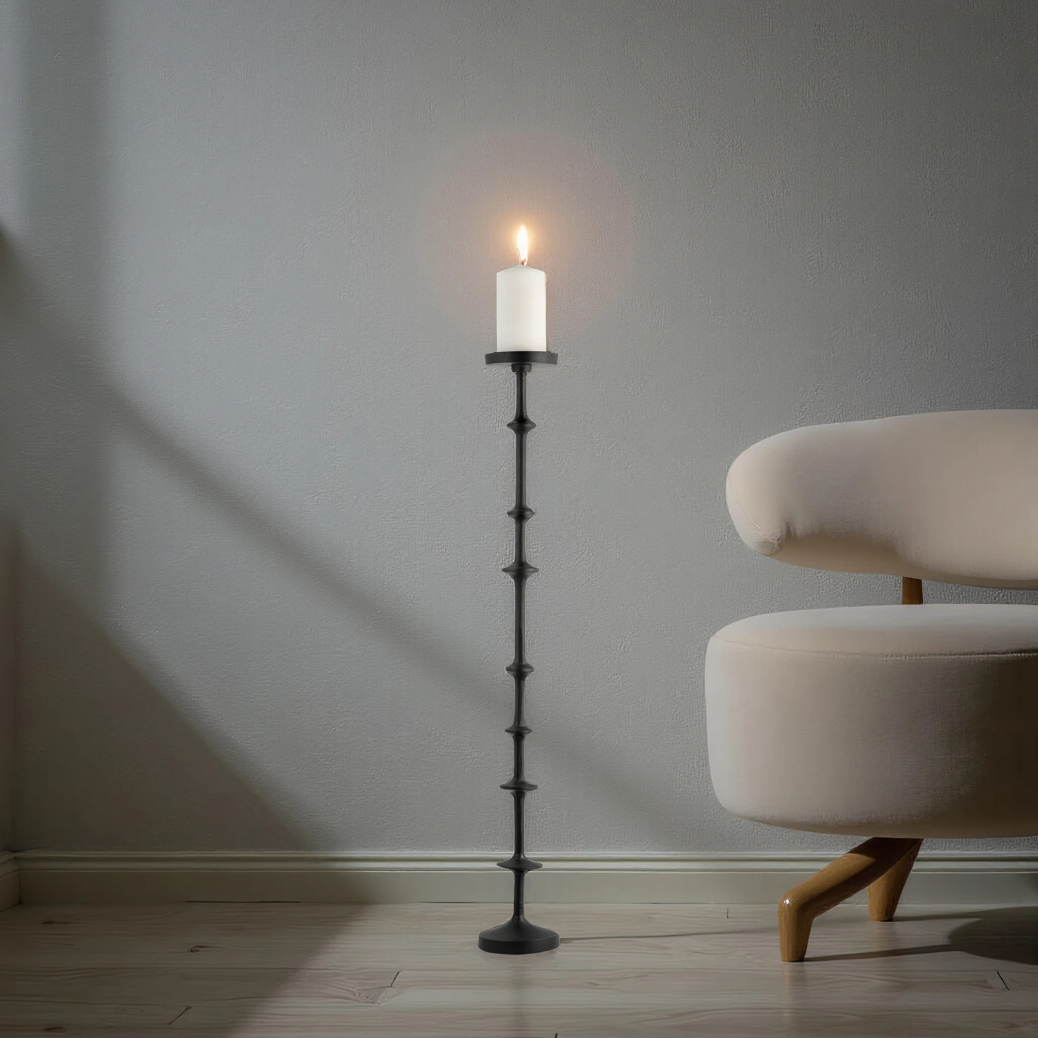 Adel Modern Metal Wood Aluminum Candle Holder for Pillar or Taper Candles Decorative Single Candl... | Wayfair North America