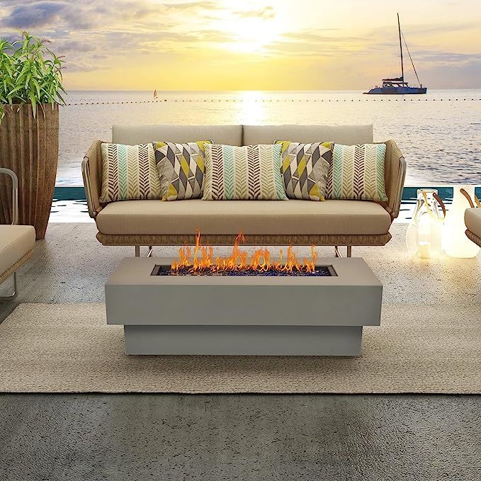 Outdoor Low Profile Fire Table, 48-inch Rectangle Propane Gas Fire Pit Table, 50,000 BTU Modern F... | Amazon (US)