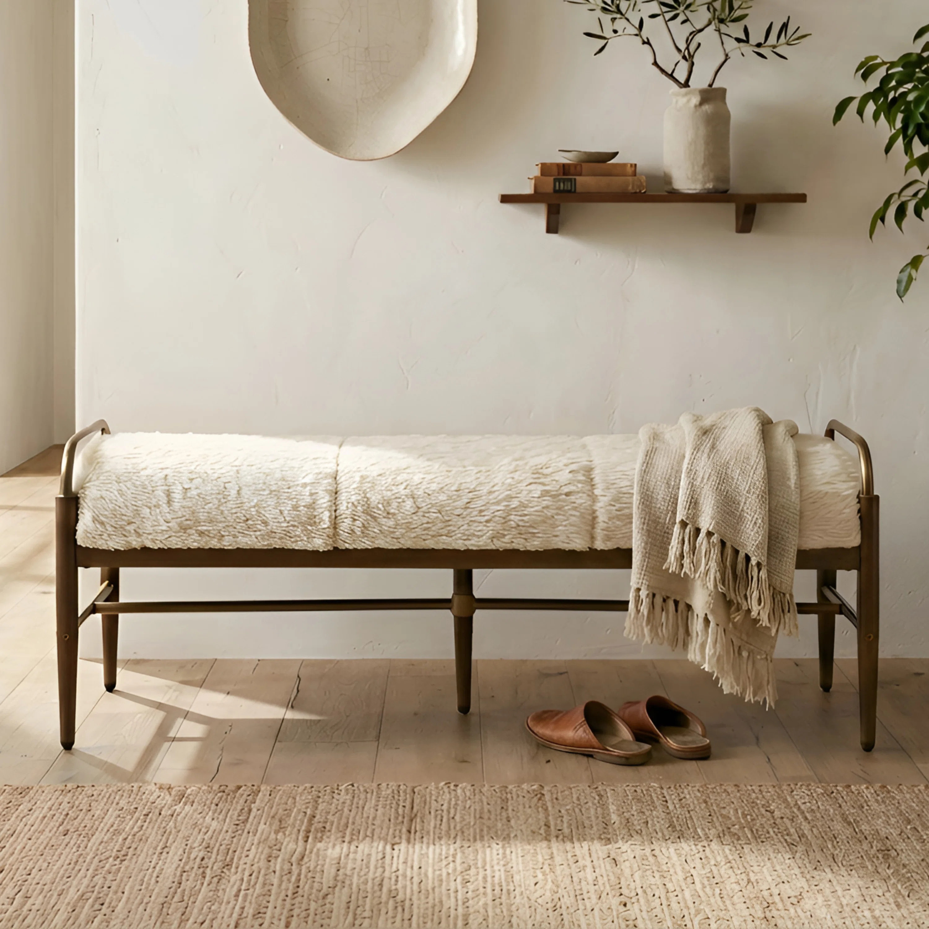 George Oliver Modern Bench With Solid Wood Frame & Reviews | Wayfair | Wayfair North America
