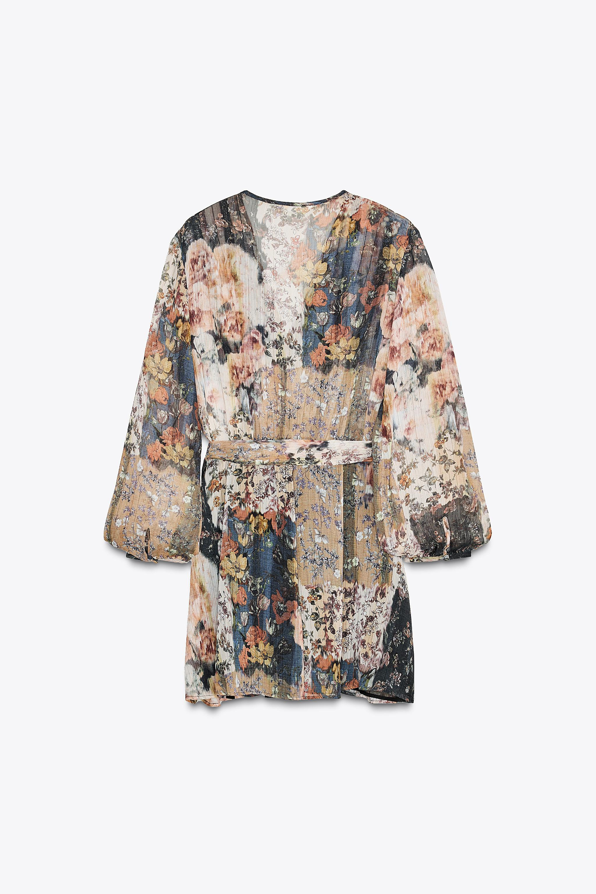 PRINTED BELTED MINI DRESS | Zara US