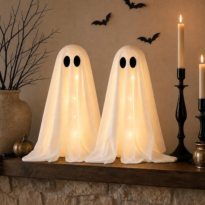 Halloween Decorations -2 Packs Spooky Light Up Ghosts with Lights | Scary Ghost for Halloween Dec... | Amazon (US)
