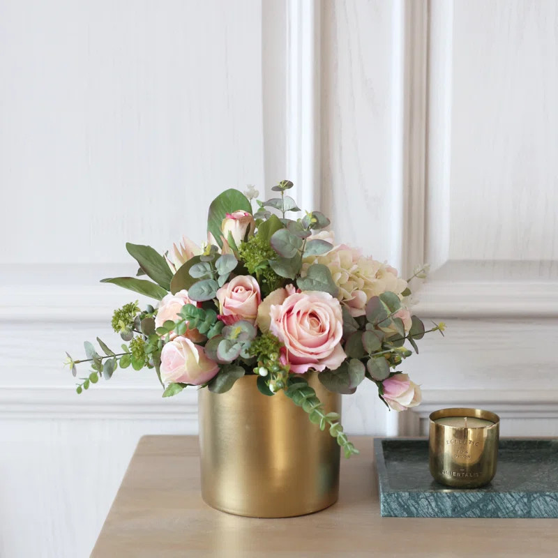 Silk Rose Floral Arrangement in Ceramic Vase | Wayfair North America