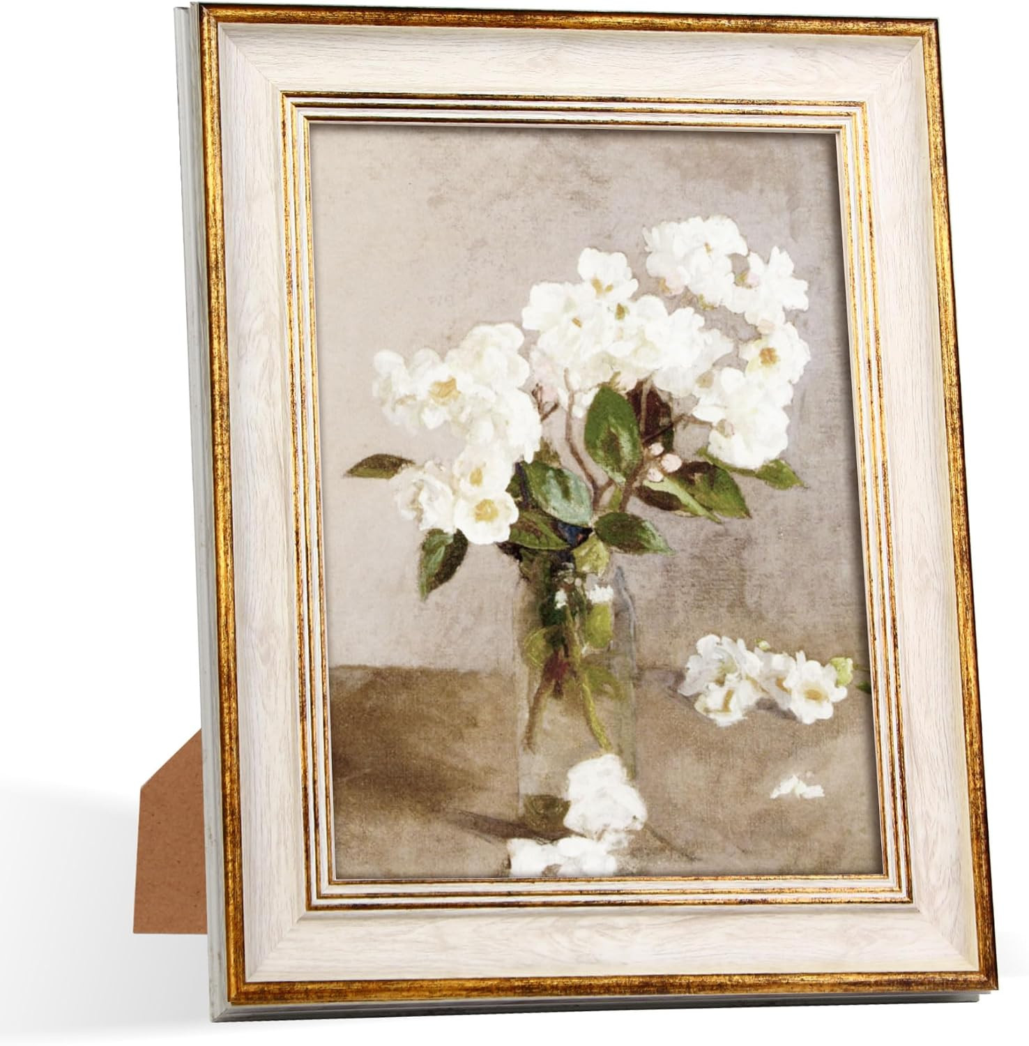 8x10 Picture Frames Vintage White Gold Line Picture Frame Antique Retro Photo Frame Wall Hang Des... | Amazon (US)