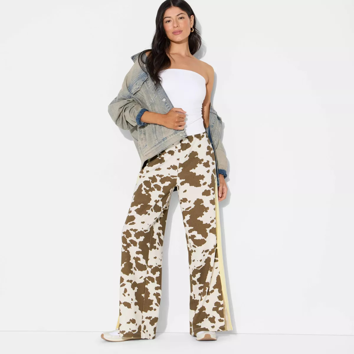 Women's Cow Print Pull-On Graphic Pants - Brown XXS | Target