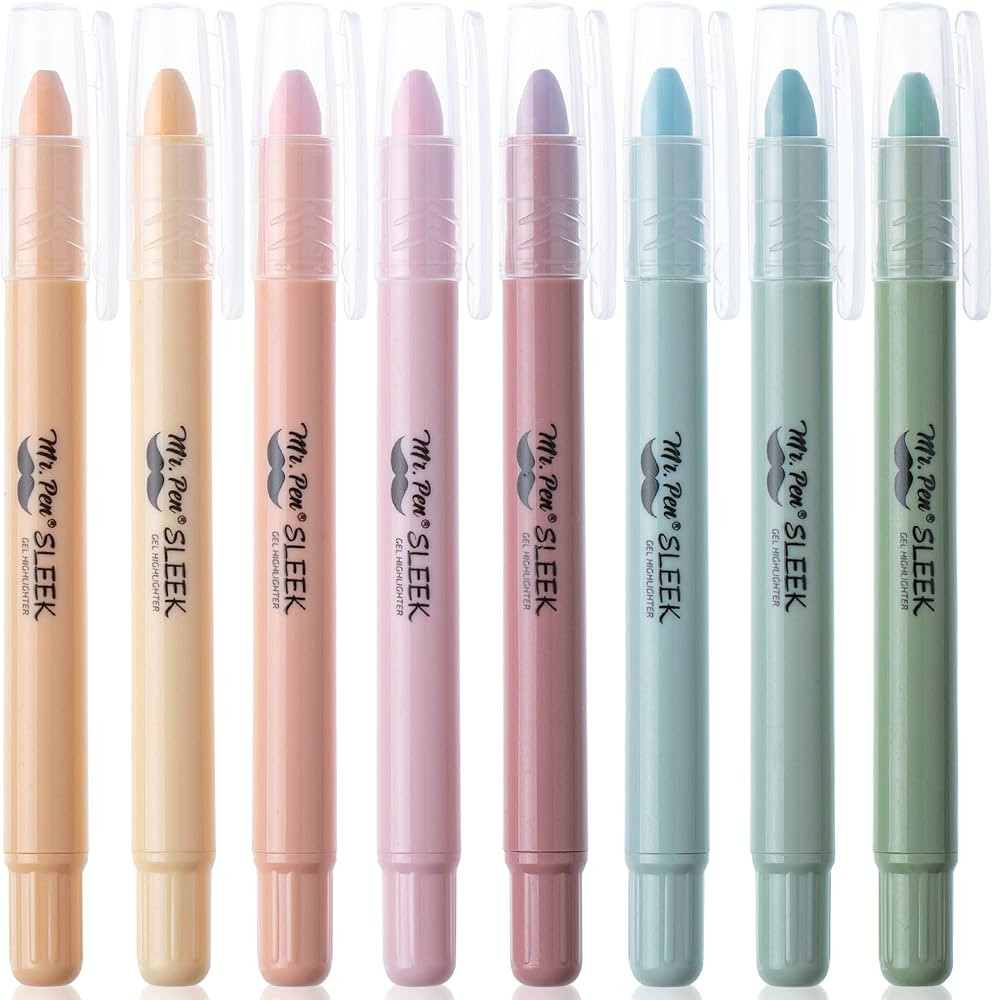 Mr. Pen- Gel Highlighter, 8 Pack, Pastel Colors, Bible Highlighters No Bleed, No Bleed Highlighte... | Amazon (US)
