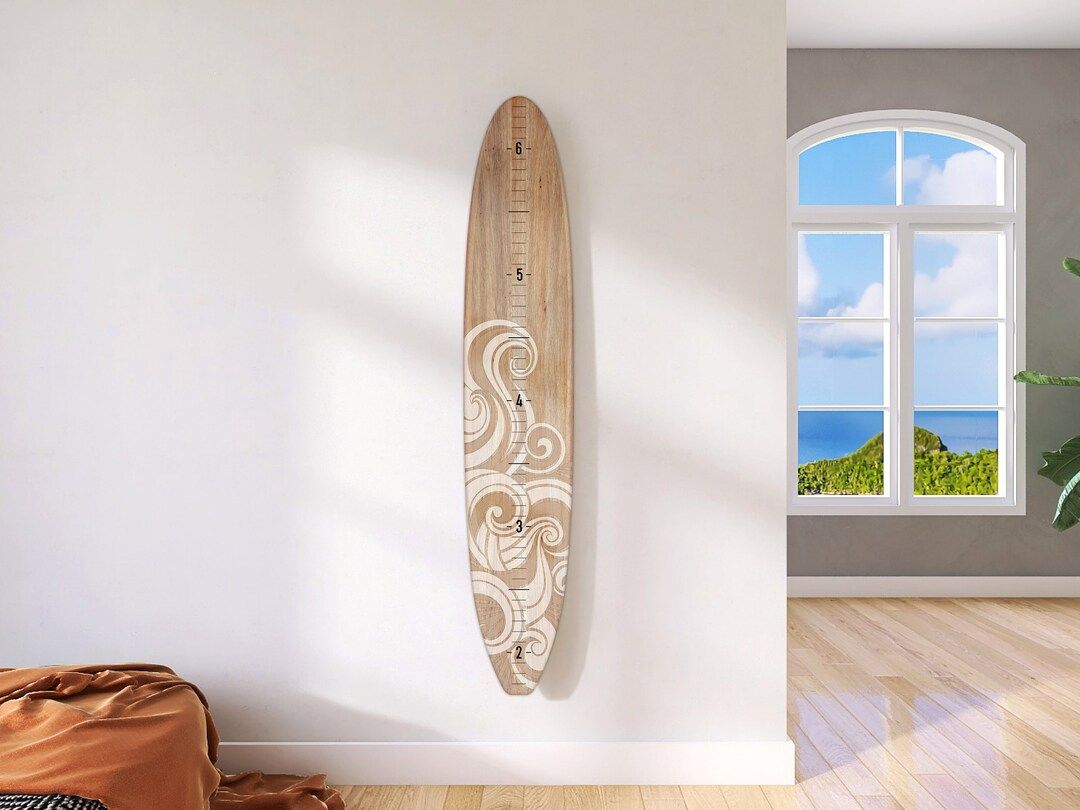 Seaside Series Surfboard Growth Chart White Wave  Wooden - Etsy | Etsy (US)