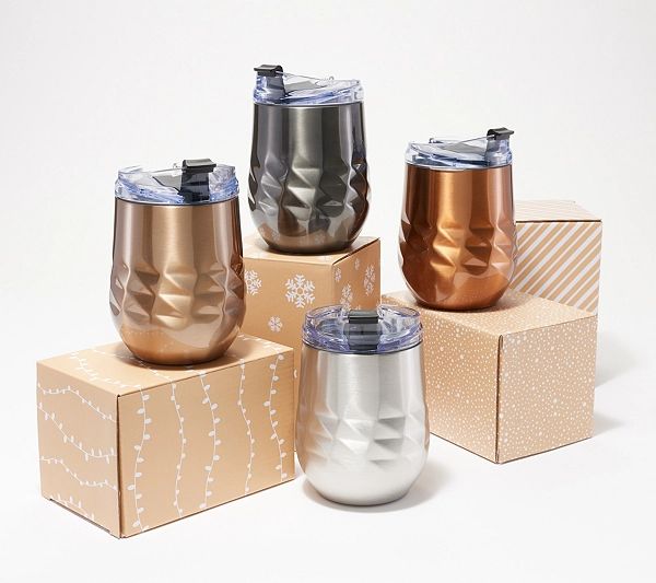 Primula Peak Set of 4 Insulated Wine Tumblers with Gift Boxes | QVC
