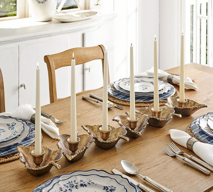 Metal Leaf Centerpiece Candle Holder | Pottery Barn (US)