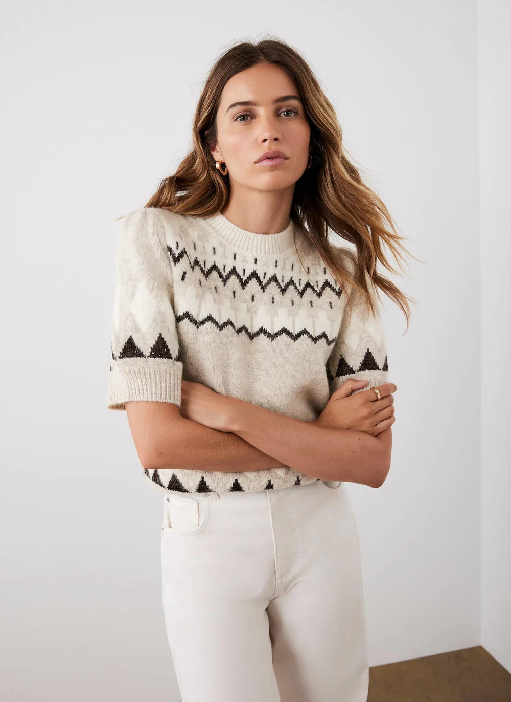 Neutral Fair Isle Knit Top | Mint Velvet