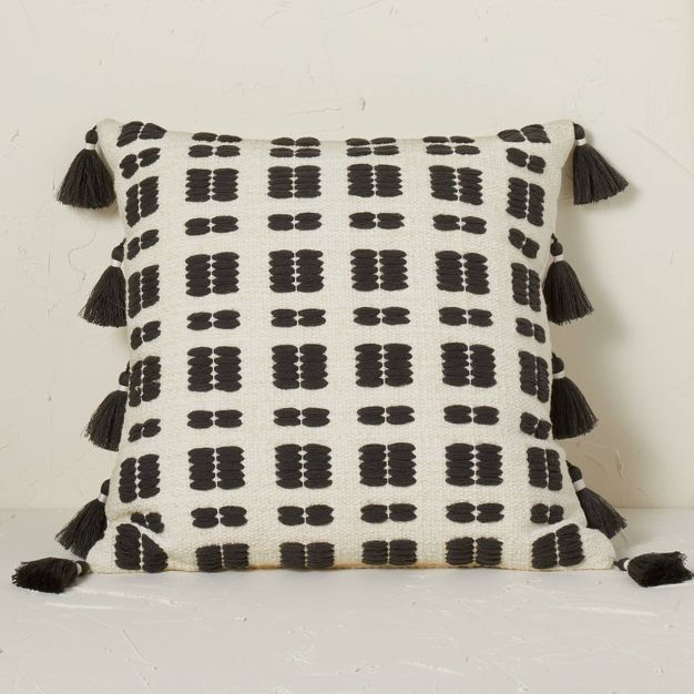 Square Chunky Woven Stripe Decorative Throw Pillow Black/Cream - Opalhouse™ designed with Junga... | Target