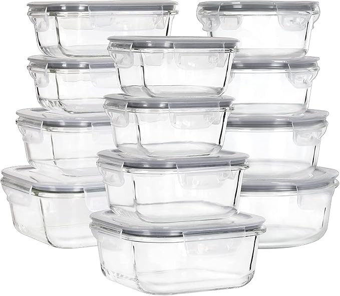 MUMUTOR Glass Food Storage Containers with Lids, [24 Piece] Glass Meal Prep Containers, Airtight ... | Amazon (US)