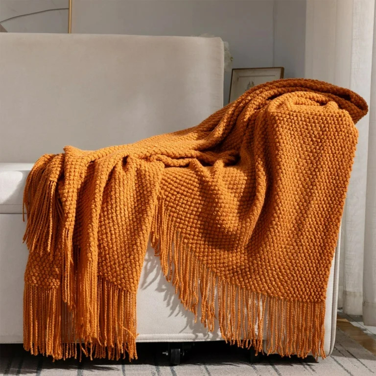 AuroraX Cozy Throw Blanket Reversible Lightweight Extra Soft Orange Throw Blanket Bedroom Home Fa... | Walmart (US)