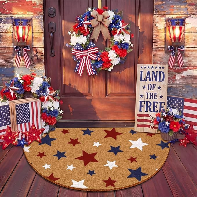 Independence Day Doormats Half Round 4th of July 250th Outdoor Mats Welcome Non Slip National Day... | Amazon (US)