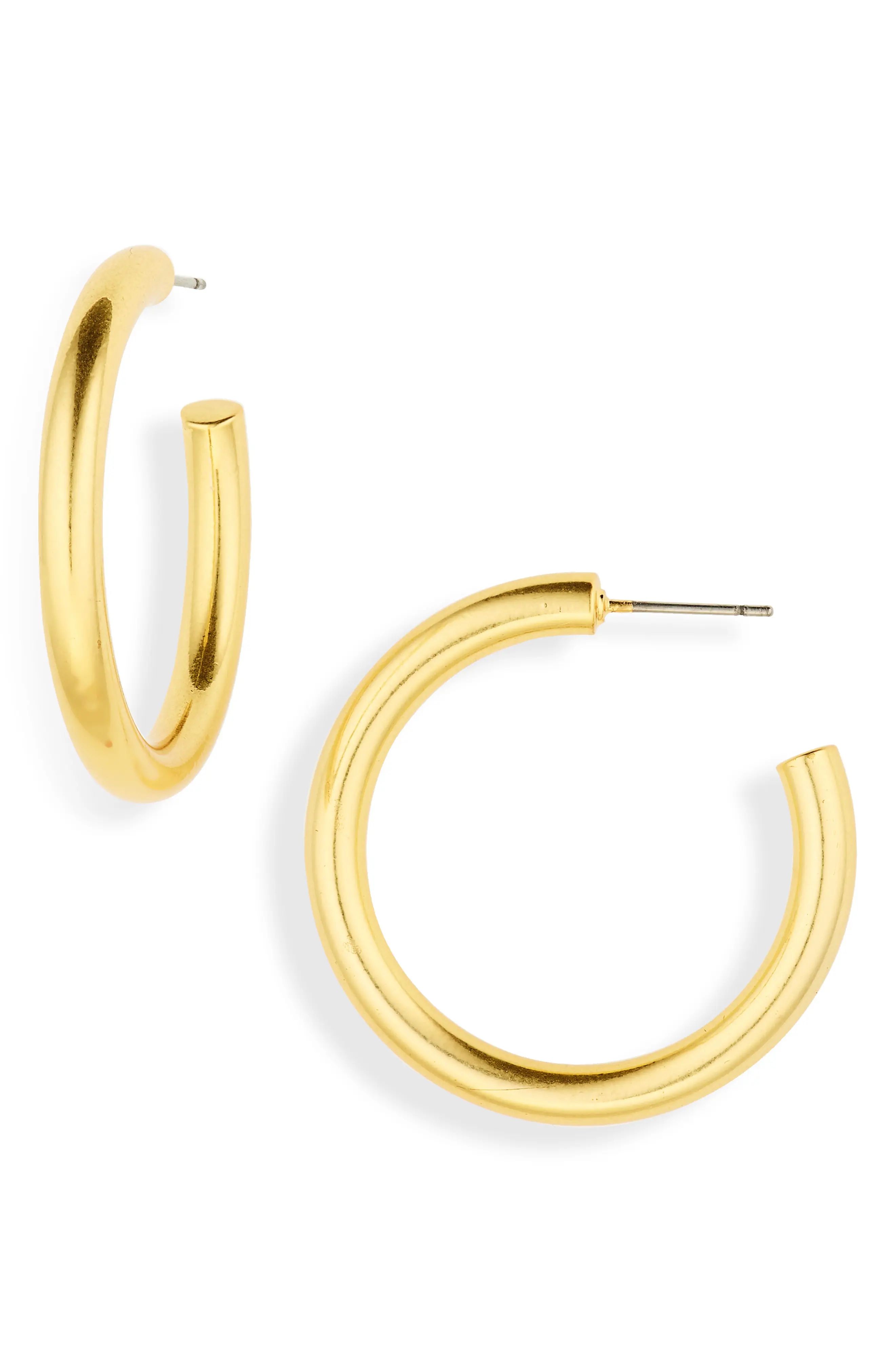 Madewell Chunky Medium Hoop Earrings in Vintage Gold at Nordstrom | Nordstrom