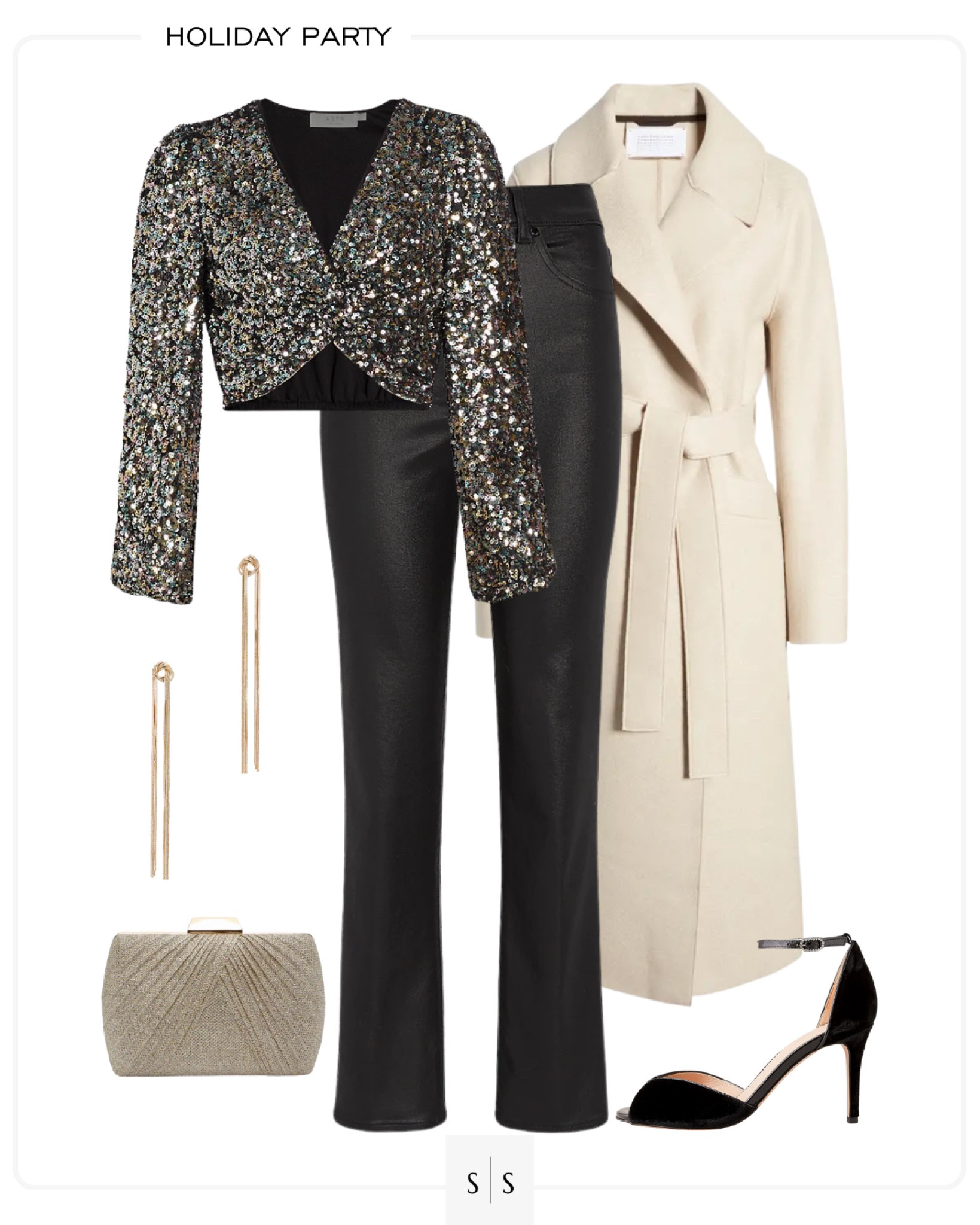 Holiday Party festive outfit idea | #sequintop #coatedjeans #holidaystyle #newyearsstyle #winterstyle #holidayparty | See more festive Holiday style on thesarahstories.com  ✨

#LTKSeasonal #LTKstyletip #LTKHoliday