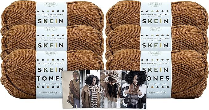 Lion Brands Basic Stich Anti Pilling Yarn [Skein Tones] - 6 Pack with Pattern Cards in Color (Tru... | Amazon (US)
