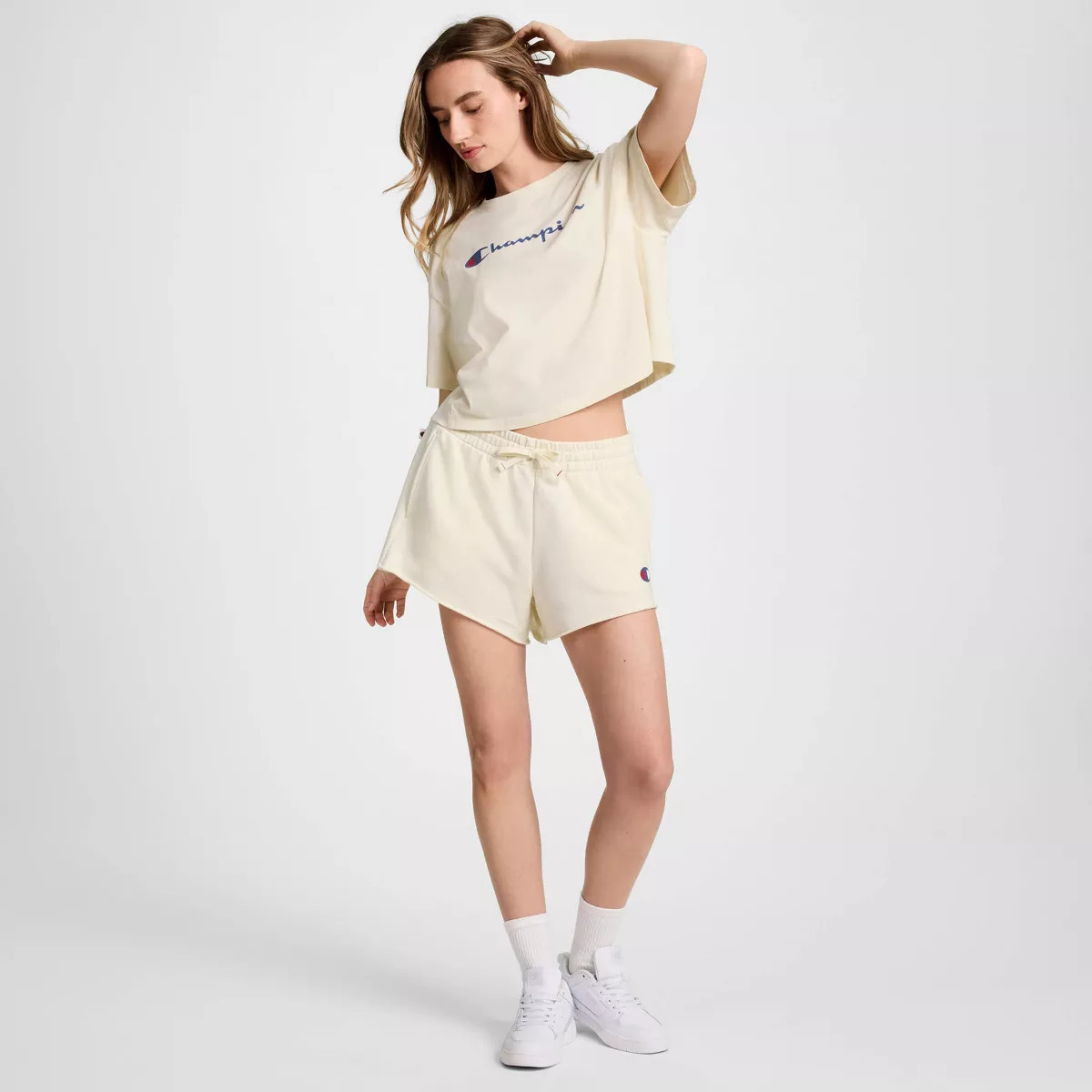 Champion Women's French Terry Pull-On Shorts - Cream S | Target