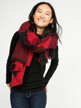 Old Navy Womens Flannel Blanket Scarf For Women Red Buffalo Check Size One Size | Old Navy US