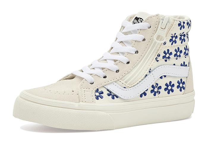 Vans Kids Sk8-hi(r) Reissue Side Zip Flower (Little Kid) Kid's Shoes Marshmallow: 2.5 Little Kid M | Zappos.com
