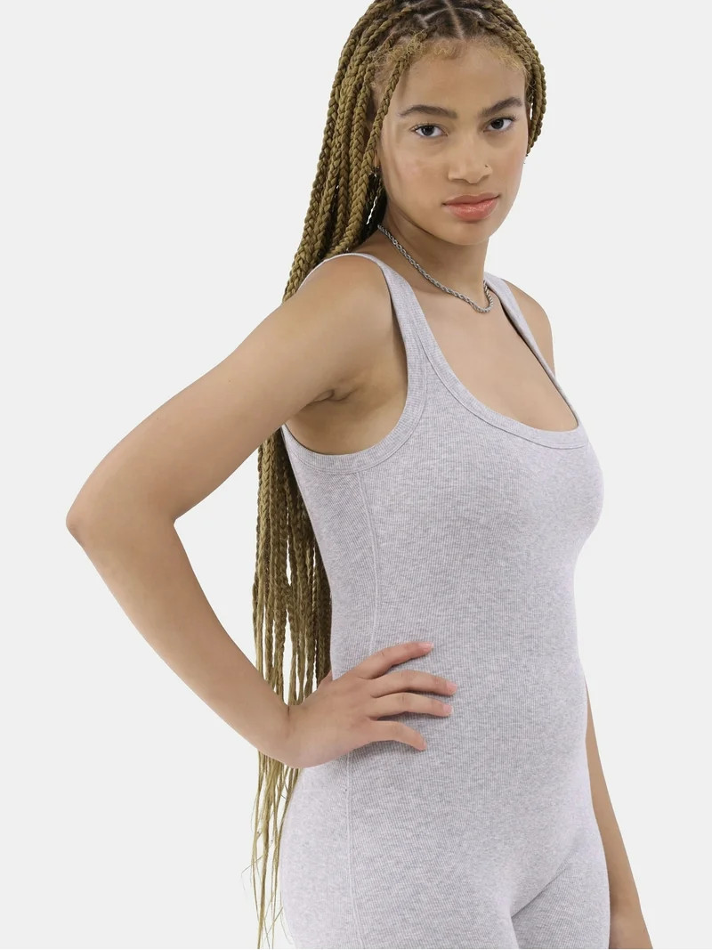 No Boundaries Cotton-Blend Ribbed Cozy Romper, Women’s XS-XXXL | Walmart (US)