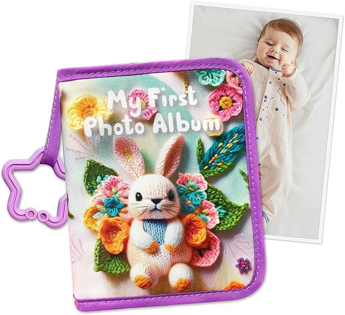 Baby's My First Family Album Baby Photo Albums Soft Photo Cloth Book with Baby-Safe Mirror Holds ... | Amazon (US)