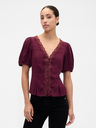 Crepe V-Neck Top | Gap Factory