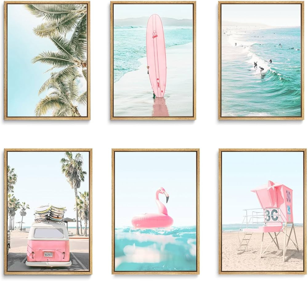 WYHLMTQ 6Pcs Beach Prints Canvas Wall Art Summer Posters Seascape Gallery Coastal PrintsTheme Pic... | Amazon (US)