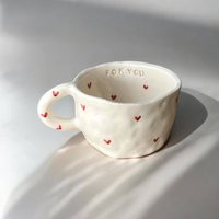 Cute Heart Coffee Mug, Minimal Lovely Cup, Chic, Rustic&romantic Handmade Red Ceramic Mug, Pottery With Heart, Gift For Love, Tea | Etsy (US)