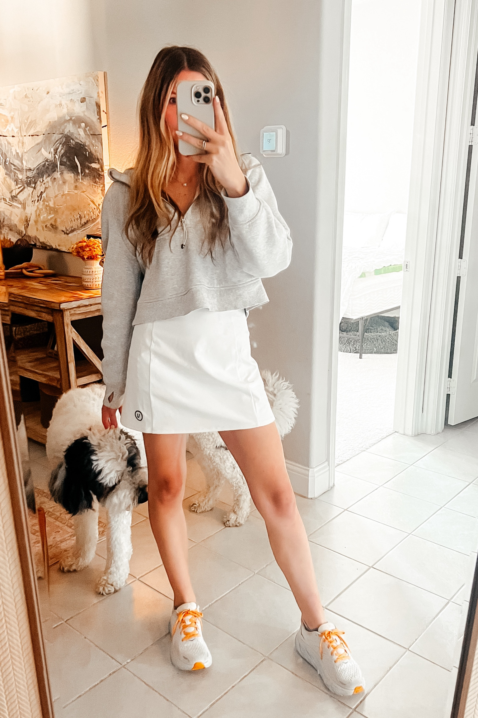 Running errands ootd. You can always find me in an athletic dress! Love this one from vuori that you can wear so many different ways! Tts wearing an xs

Athleisure 
Outfit of the day
Mom outfit
Vuori dress
Hoka Clifton 
Lululemon Scuba 
Casual style 
Cool mom style 

#LTKStyleTip #LTKFitness #LTKActive