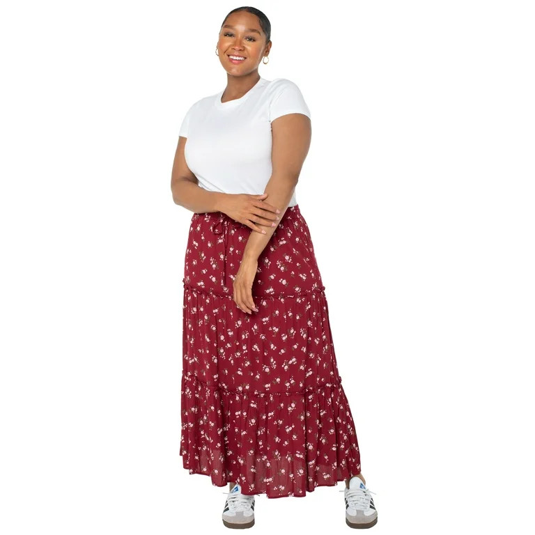 Celebrity Pink Women's Plus Long Tiered Skirt - Walmart.com | Walmart (US)