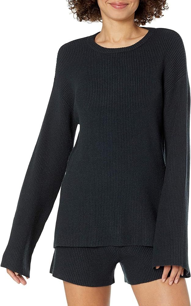 Women's Alice Crewneck Back Slit Ribbed Pullover Sweater | Amazon (US)