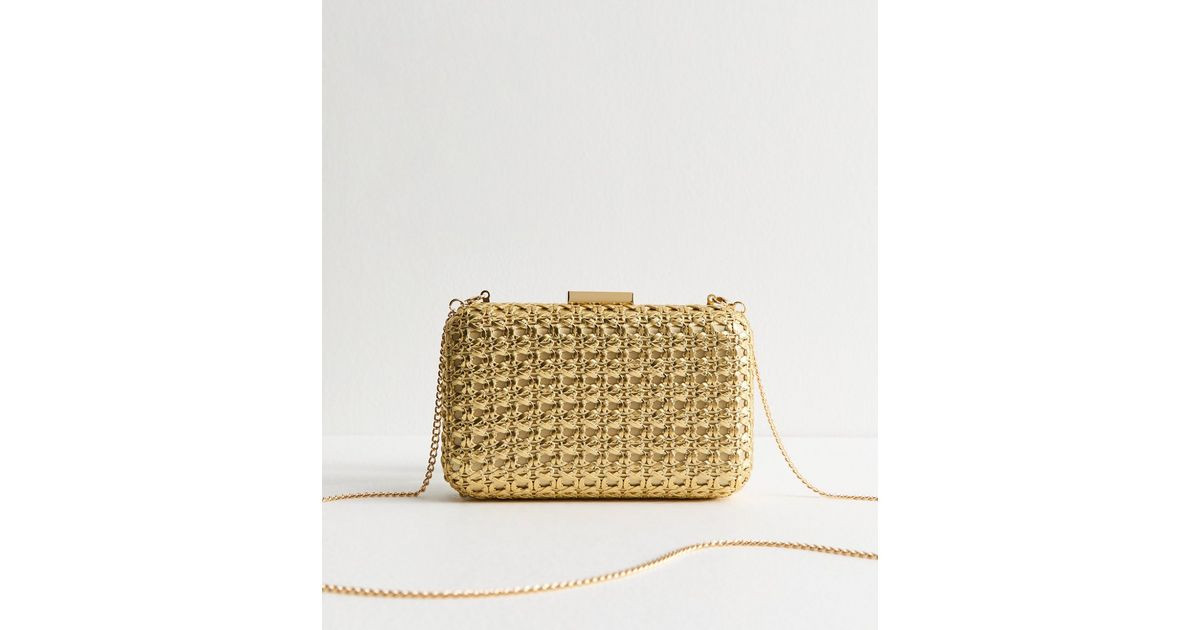 Gold Raffia Look Box Clutch | New Look | New Look (UK)