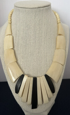 Vintage “Ebony” and “Ivory” Cream Color Statement Necklace | eBay US