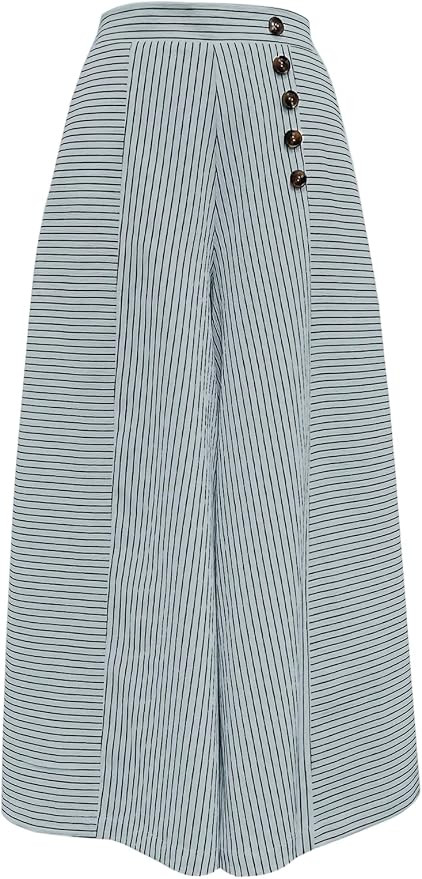 SHENHE Women's Striped Wide Leg Pants Culottes Elastic High Waisted Casual Palazzo Pants | Amazon (US)